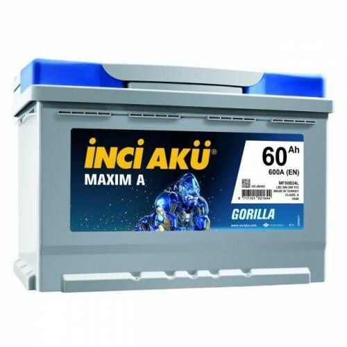 İnci Akü 12 Volt 60 Amper 600 EN Maxim A Gorilla (Alçak) İstanbul - Gebze Yerinde Montaj