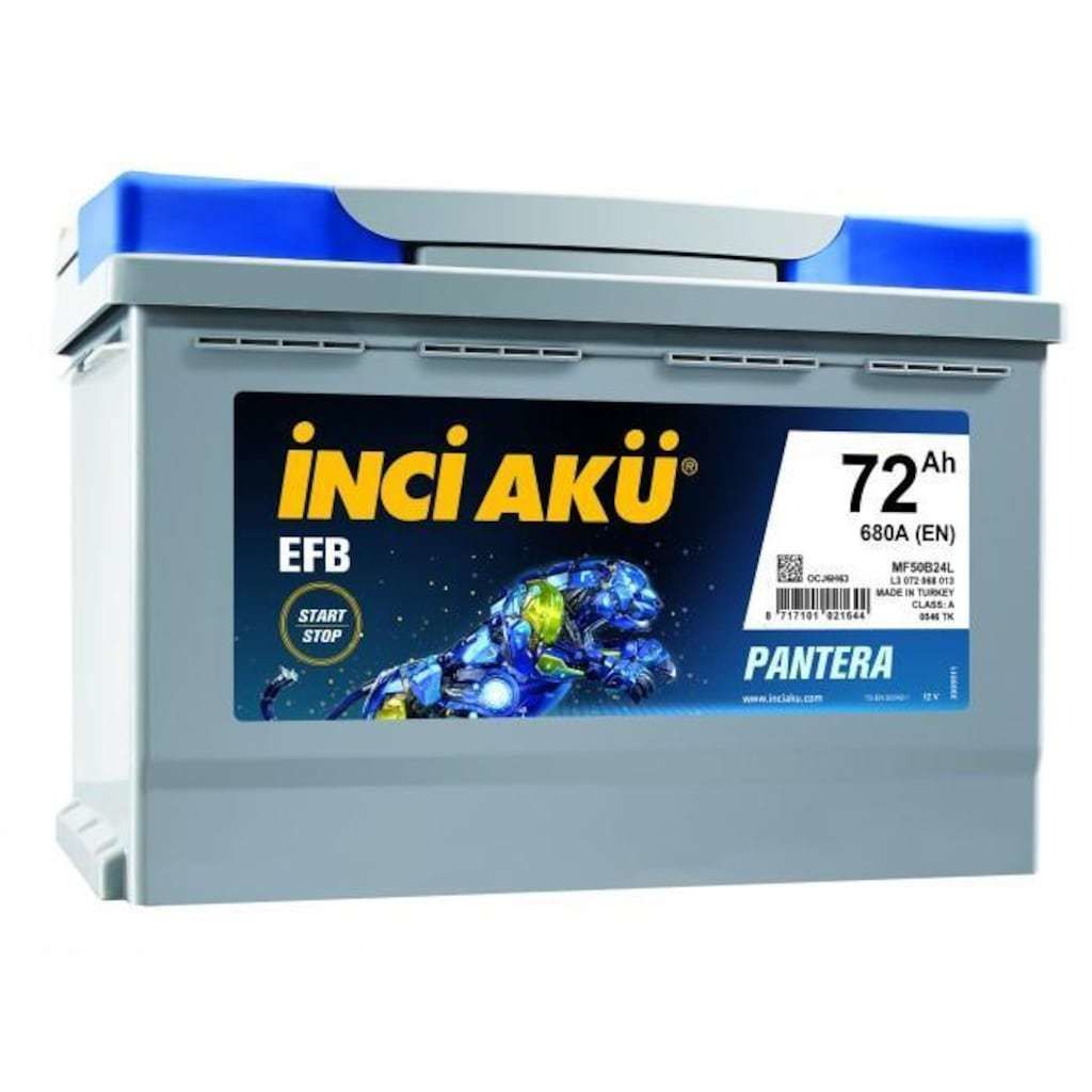İnci Akü 12 Volt 72 Amper 680 EN Start-Stop EFB Pantera İstanbul - Gebze Yerinde Montaj